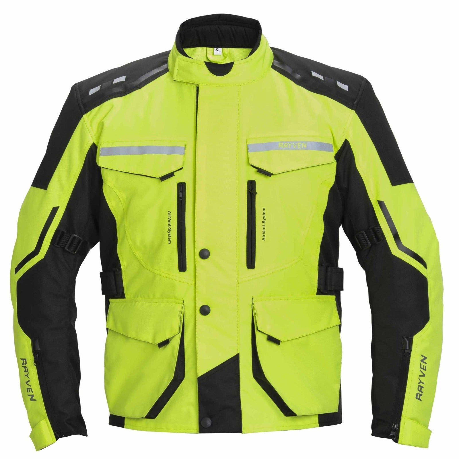 Rayven Austin Fluo Yel Black CEAA Waterproof Motorcycle Motorbike Textile Jacket