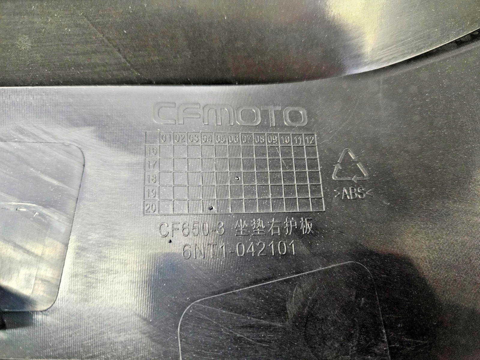 CFMoto 700MT Right Hand Lower Seat Fairing Panel Black - 6NT1-042101-0BU00