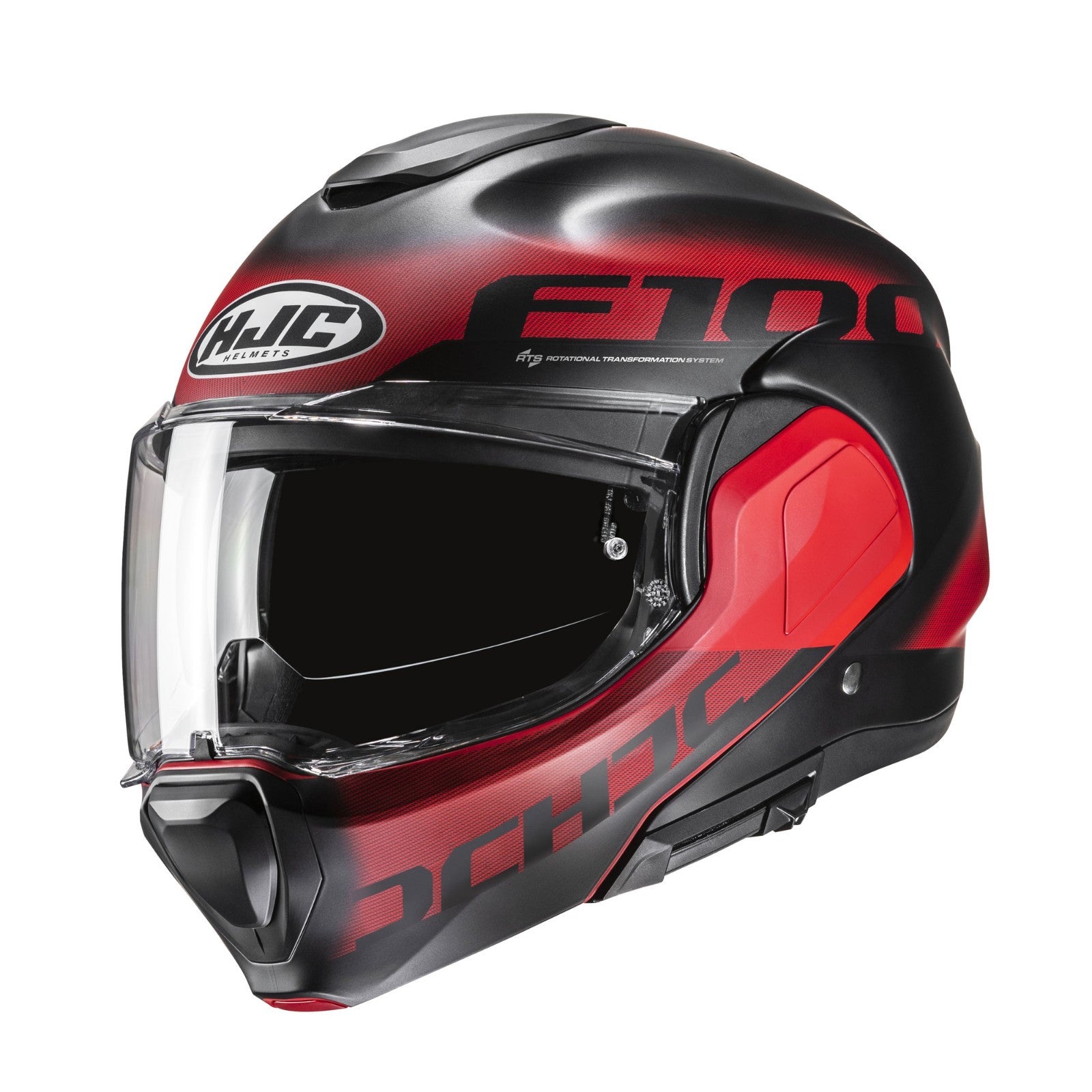HJC F100 Hetal Red Satin Modular Flip Over Urban Motorcycle Motorbike Helmet