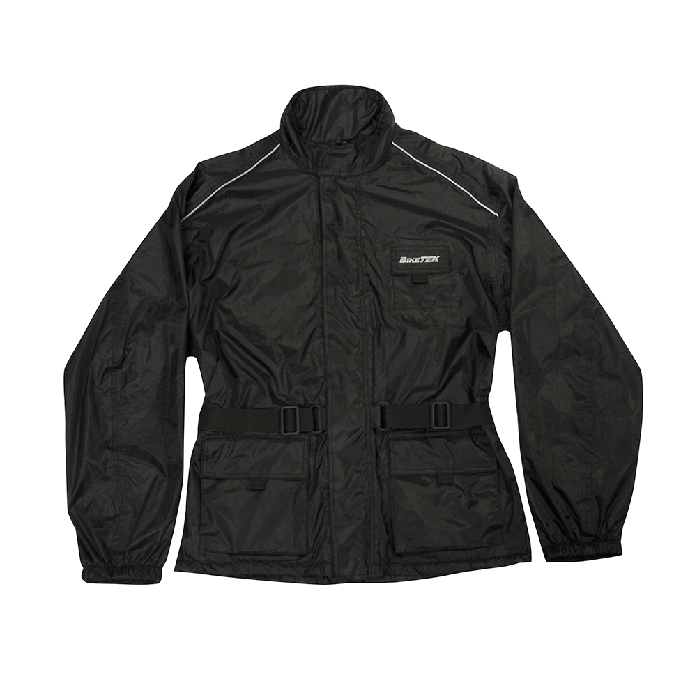 BikeTek Deluxe Rain Jacket Waterproof Motorcycle Motorbike Over Jacket - Black