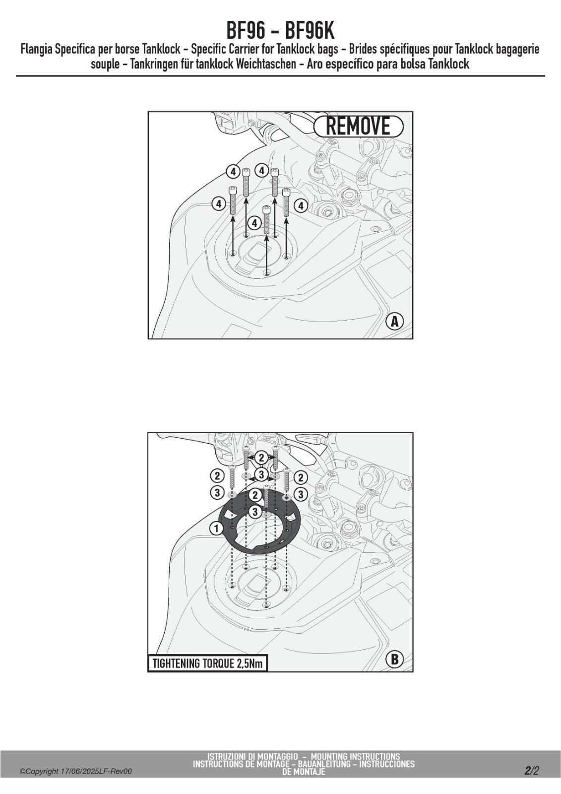 Givi BF96 Kappa BF96K Tanklock Tank Bag Flange Kit Yamaha Tracer 9 / 9 GT 2025 +
