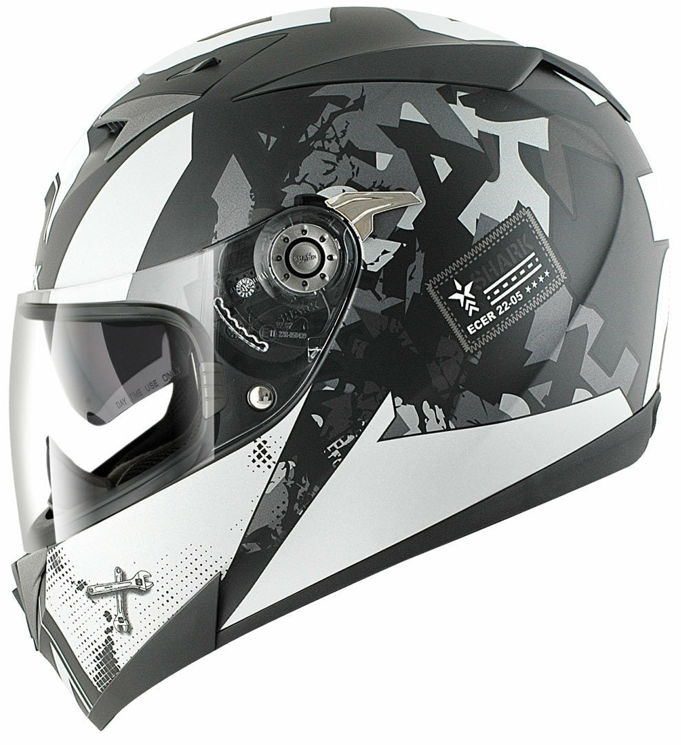 Shark S700-S Trax Matt KAS Motorcycle Motorbike Helmet Black Sliver Free Pinlock