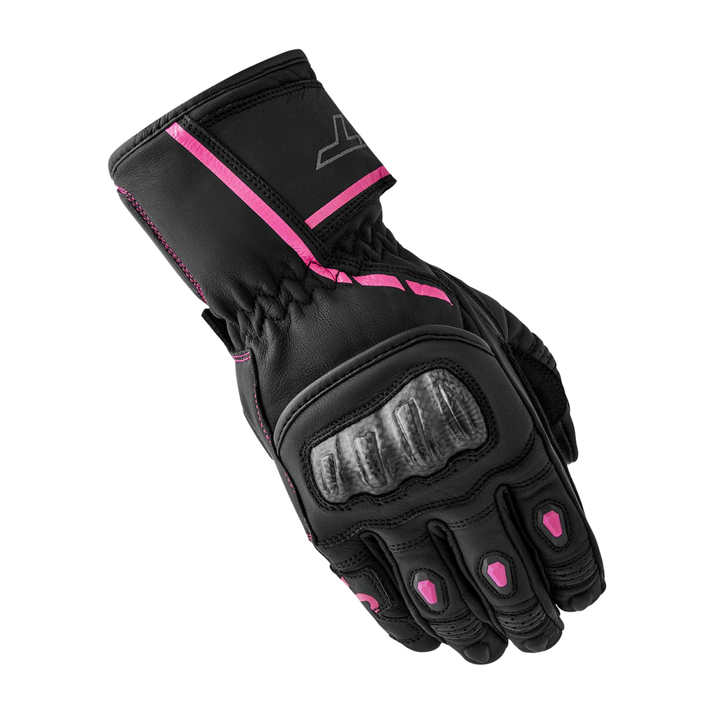 RST S-1 CE Ladies Leather Sports Motorcycle Motorbike Gloves - Black Pink