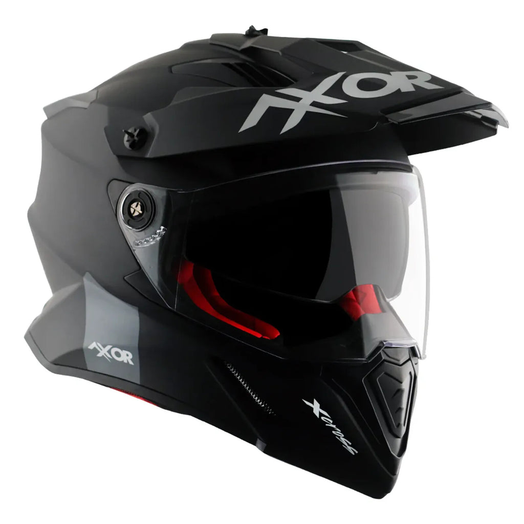 Axor X-Cross Adventure Dual Sport Helmet Matt Black, Free Smoke Visor & Pinlock