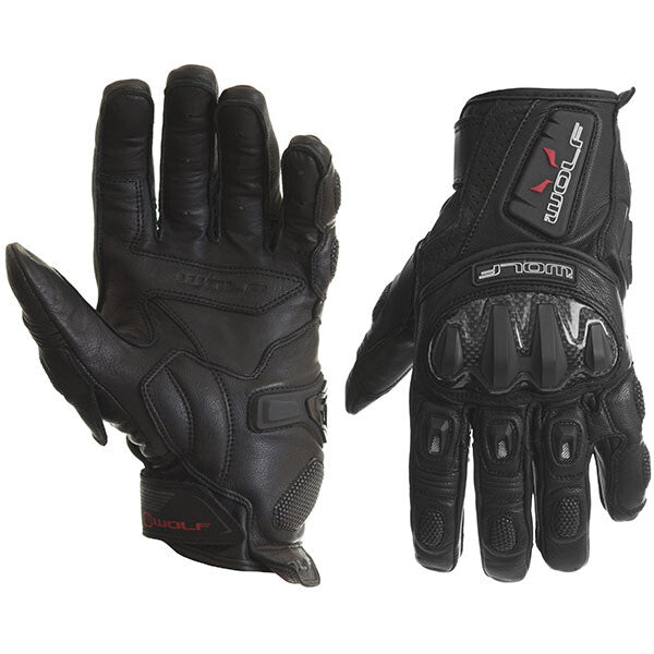 Wolf 2475 Kangaroo GT-S Sport Leather Motorcycle Motorbike Glove - Black