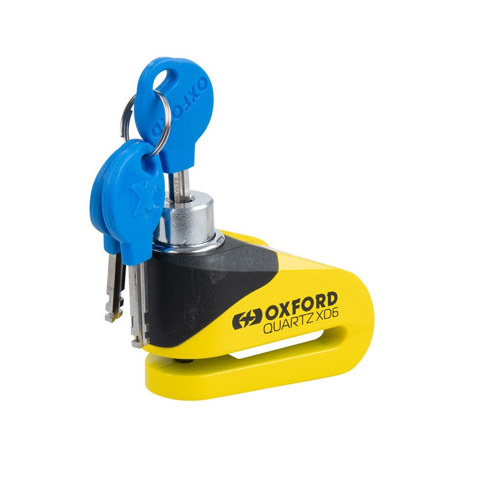 Oxford Quartz XD6 High Security Motorcycle Disc Lock 6mm Pin Black Yellow Bike