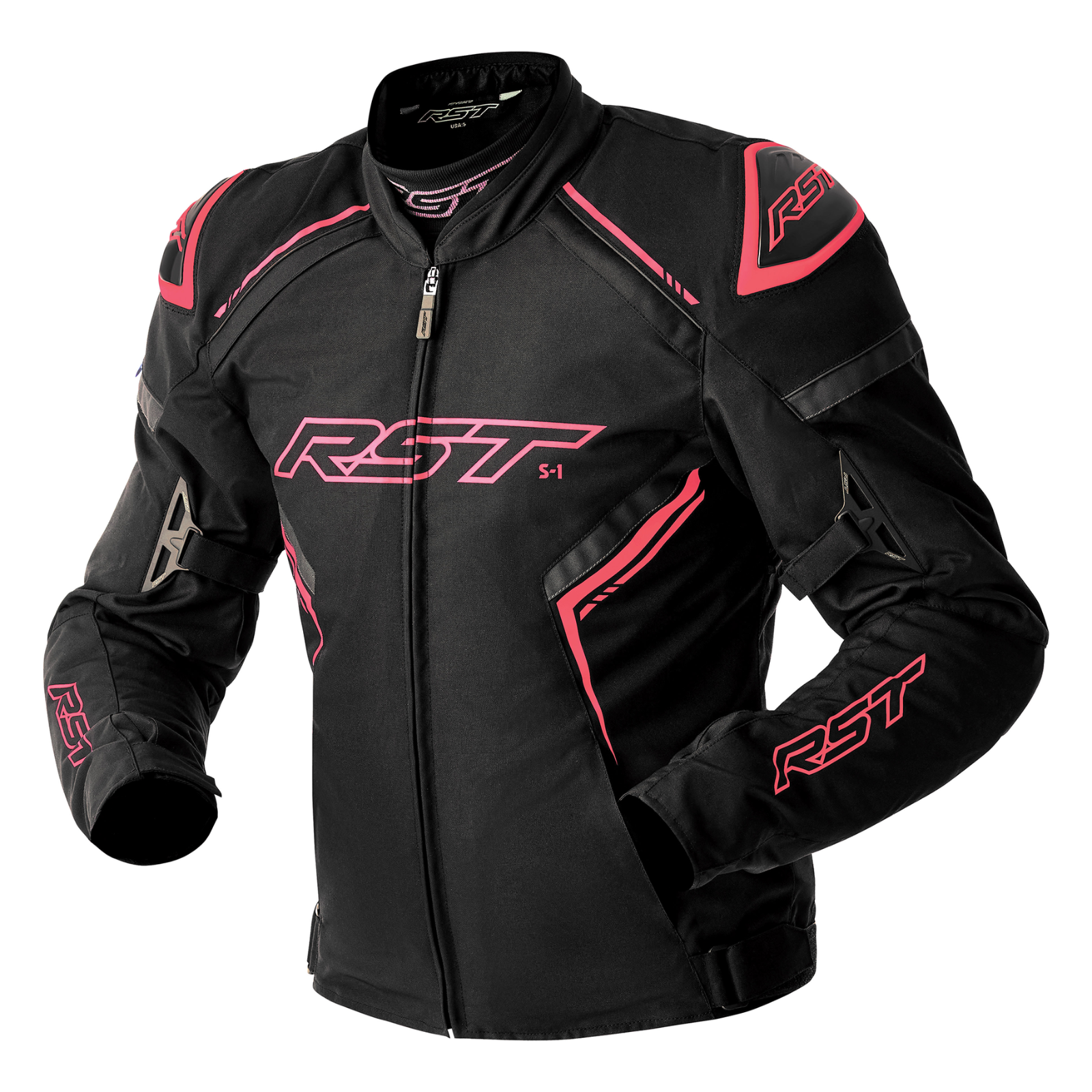 RST S1 D3O Ladies Waterproof Textile Sports CE Motorcycle Motorbike Jacket Pink
