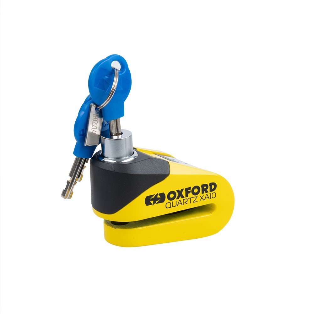 Oxford Quartz Alarm XA10 Motorcycle Motorbike Disc Lock 10mm Pin Yellow/Black