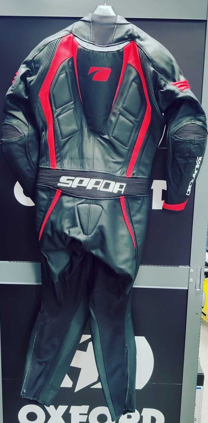 Spada Race School Mens Leather 1 Piece Motorcycle Motorbike Sports Race Suit