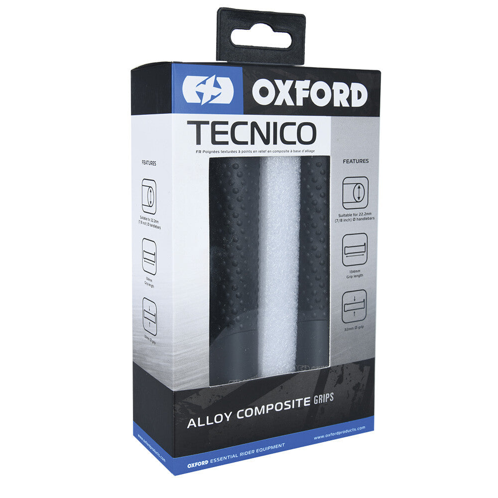 Oxford Motorcycle Bike Anodised Alloy Non Slip TECNICO 22mm Grips black OX613