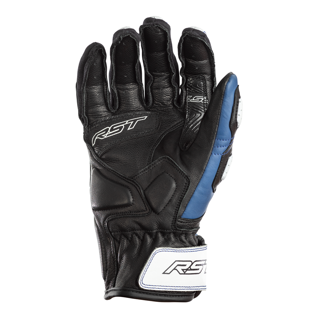 RST Stunt III CE Leather Mid Cuff Sports Motorcycle Motorbike Gloves Black Blue