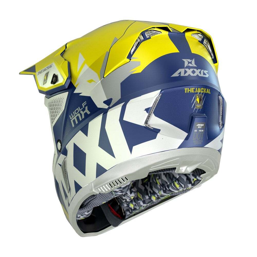 Axxis Wolf Jackal Matt Yellow MX Off Road Enduro Motorcycle Motorbike Helmet