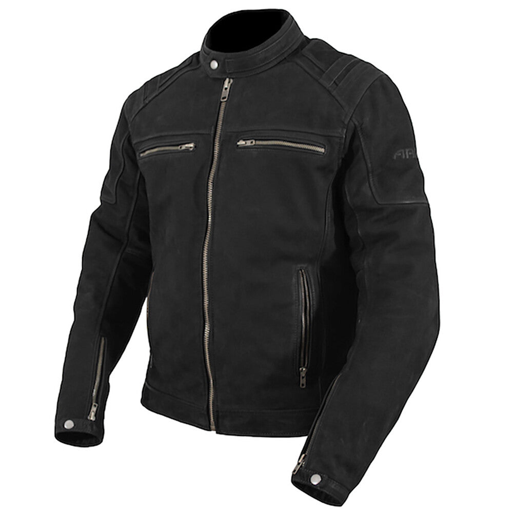 ARMR Moto Nubakku Classic Black Nubuck Leather Motorcycle Motorbike Jacket