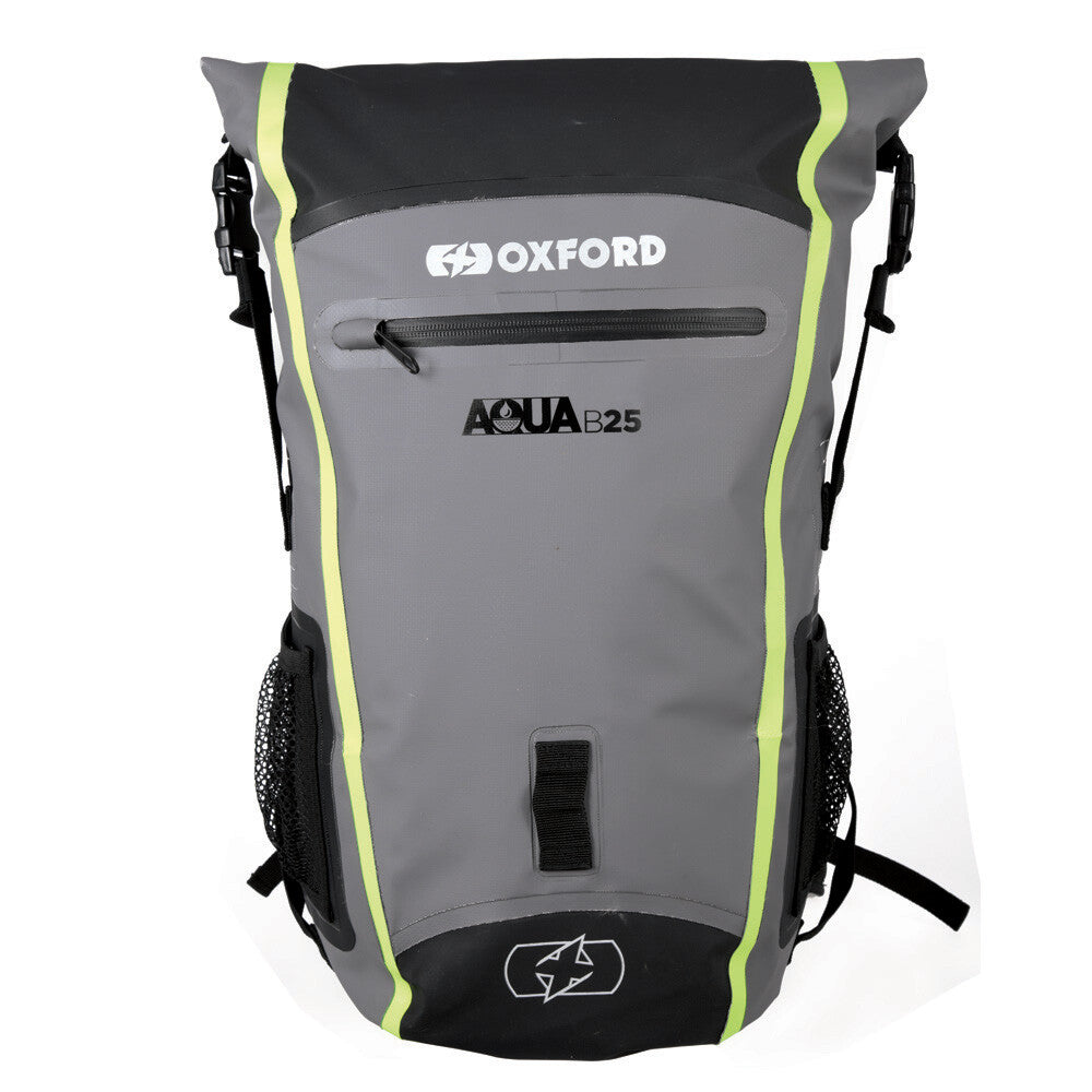 Oxford Aqua B25 Hydro Waterproof 25 Litre Motorcycle Motorbike Back Pack Grey Fl