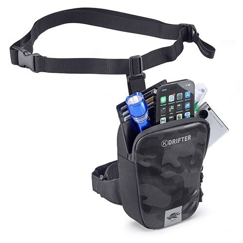 Kappa Motorcycle Motobike 1.5 Litre Drifter Leg Bag Adjustable Straps - DR03
