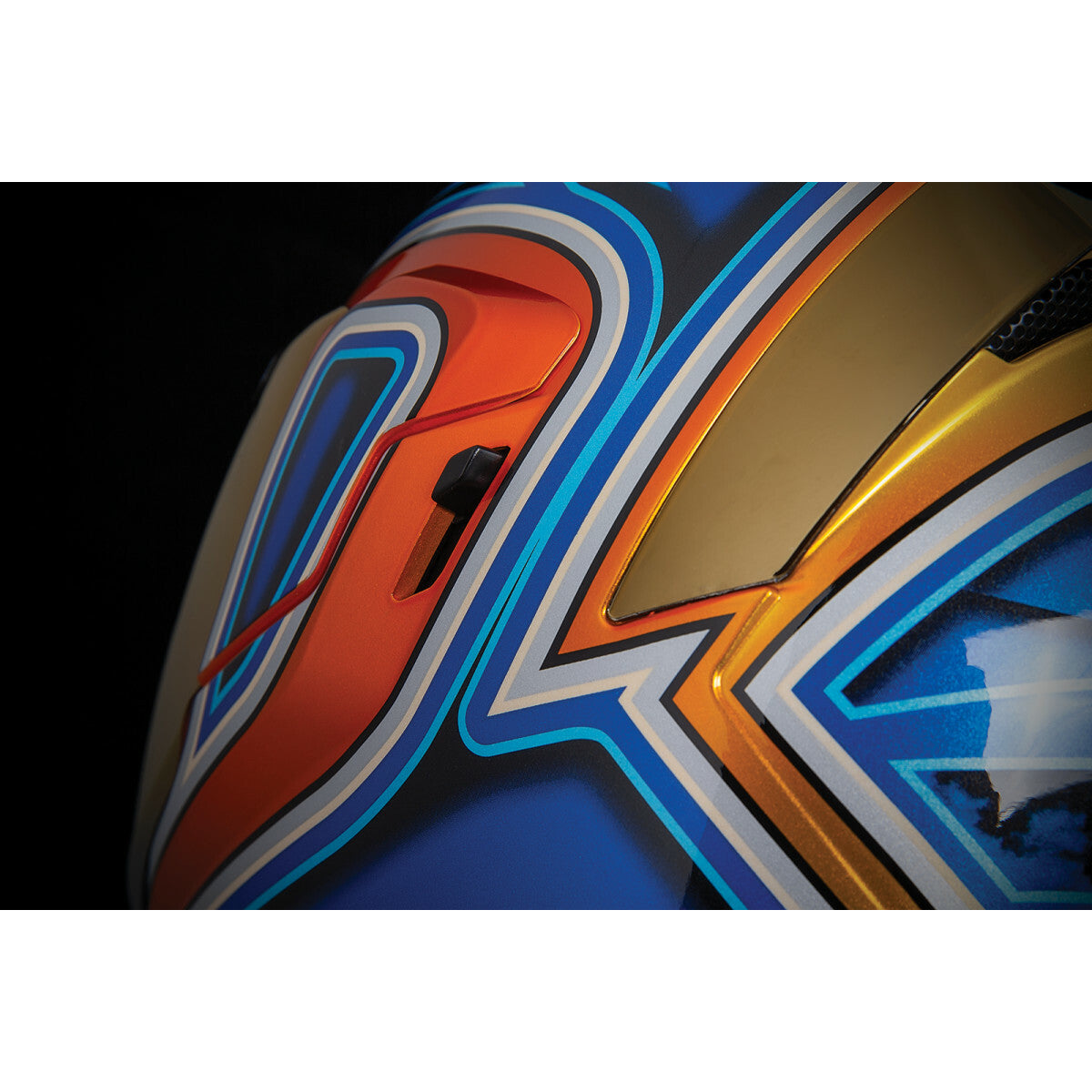 Icon Airflite El Centro Blue Orange Motorcycle Motorbike Helmet Free Gold Visor