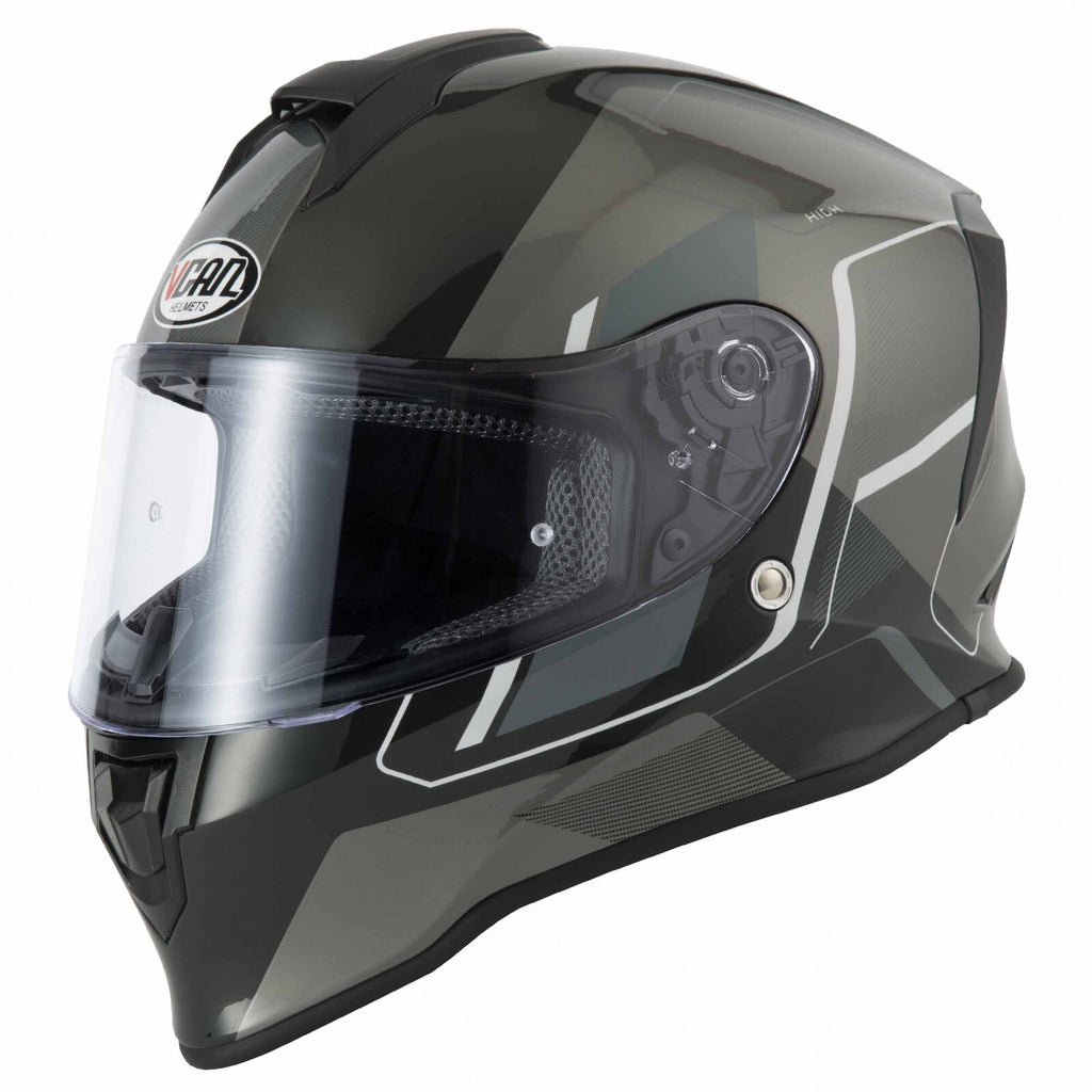 VCAN V151 Full Face Pulsar Grey ACU Gold Motorcycle Motorbike Helmet Black Grey