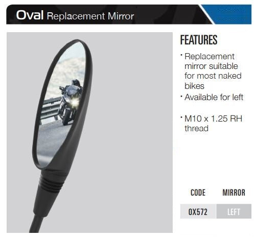 Oxford Motorcycle Replacement Mirror Oval - Left OX572