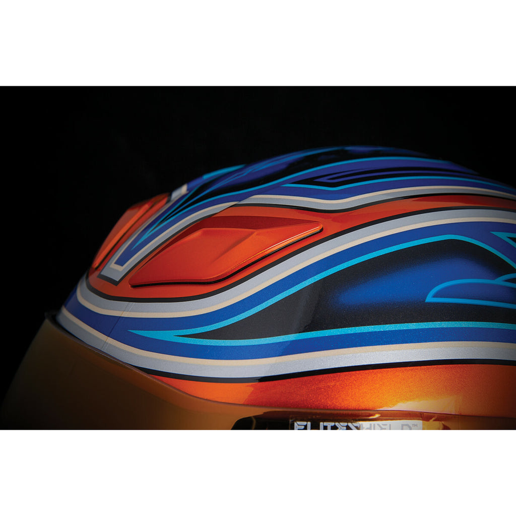Icon Airflite El Centro Blue Orange Motorcycle Motorbike Helmet Free Gold Visor