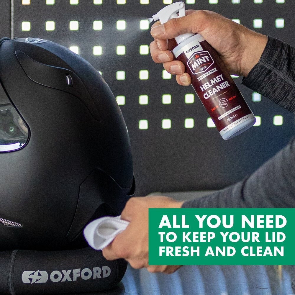 Oxford Mint Motorcycle Motorbike Helmet Care Bundle Kit XL Maintenance Clean