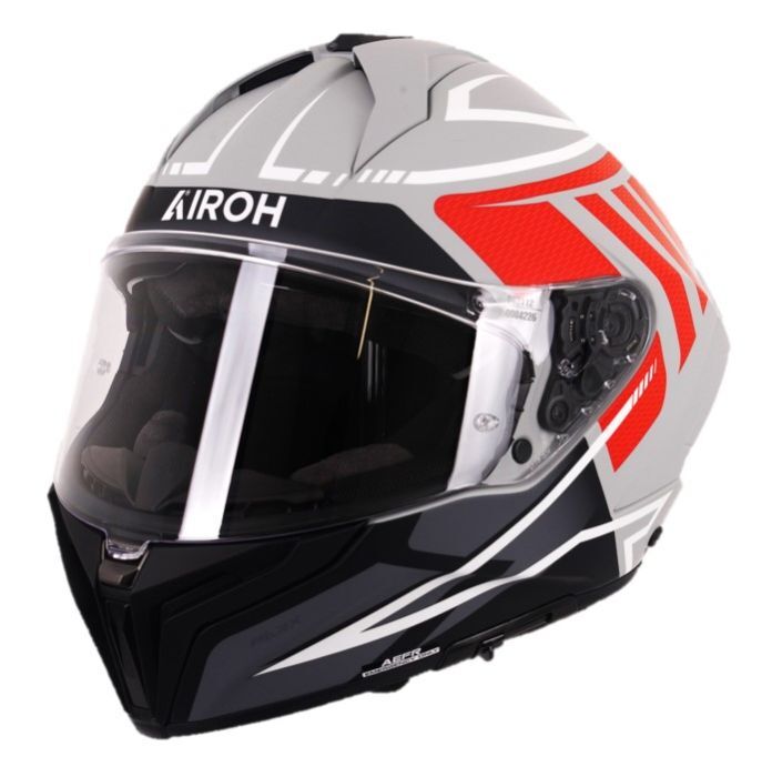 Airoh Matryx Full Face ECE2206 Motorcycle Motorbike Helmet Scope Grey Red Matt