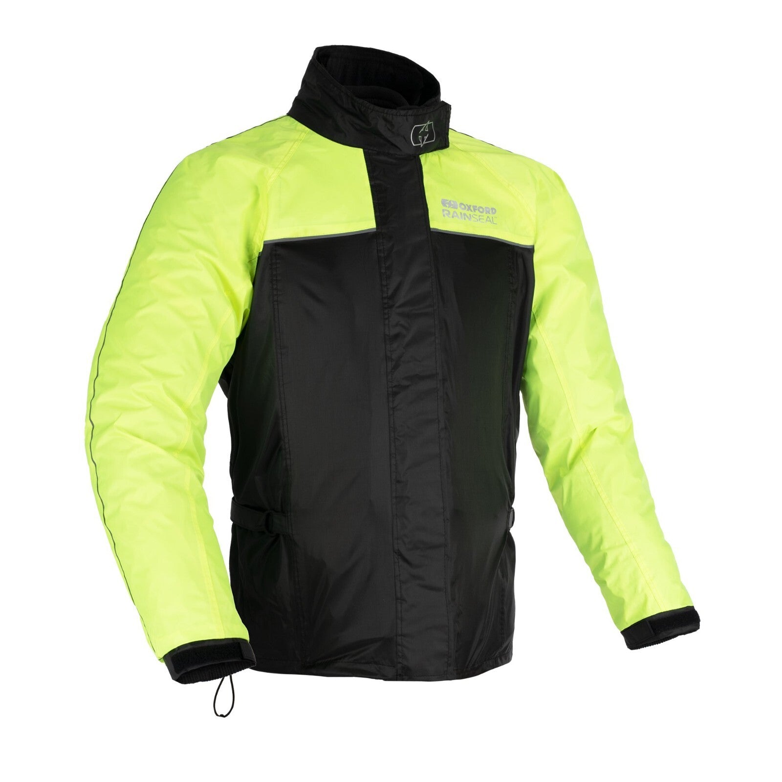 Oxford Rainseal Waterproof Motorcycle Motorbike Over Jacket - Black Fluo