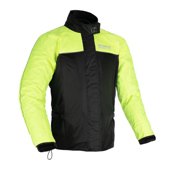 Oxford Rainseal Waterproof Motorcycle Motorbike Over Jacket - Black Fluo