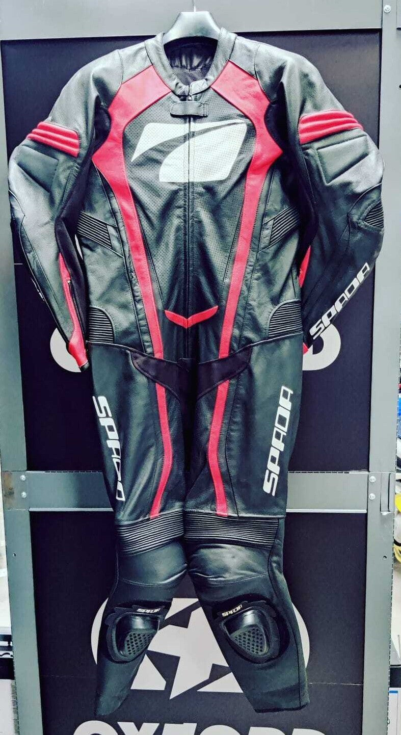 Spada Race School Mens Leather 1 Piece Motorcycle Motorbike Sports Race Suit