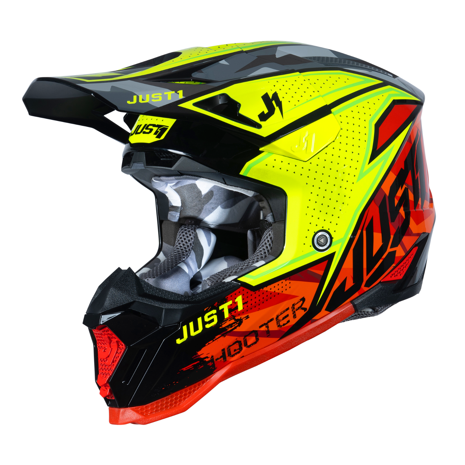 Just1 J40 Motocross Motorcycle Motorbike Helmet Shooter Camo / Red / Black