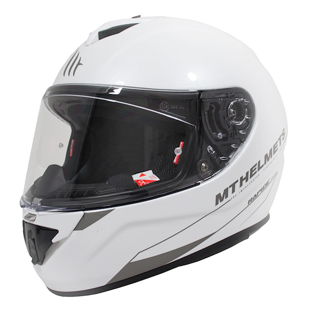 MT Rapide Fiberglass Full Face Motorcycle Motorbike Helmet Pearl White