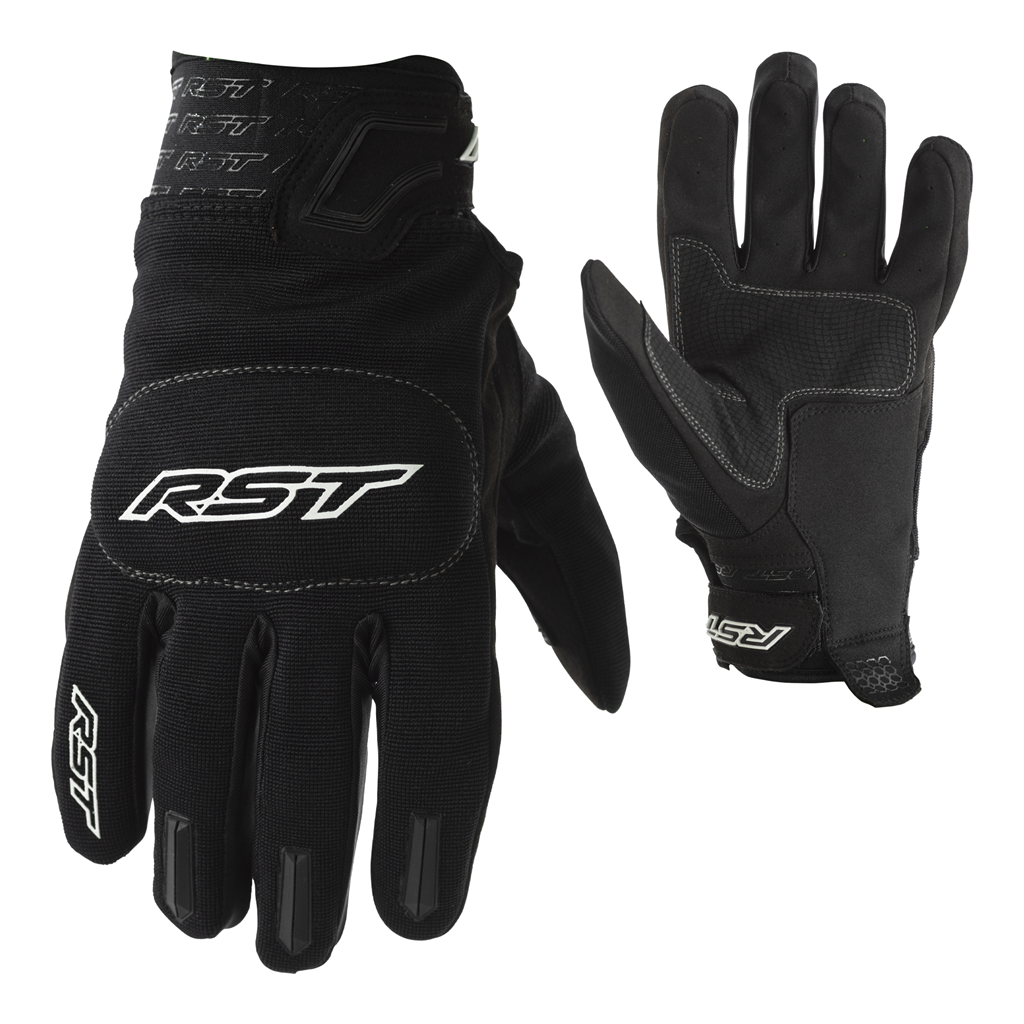 RST Rider CE Motorcycle Motorbike Short Lightweight Textile Gloves - Black