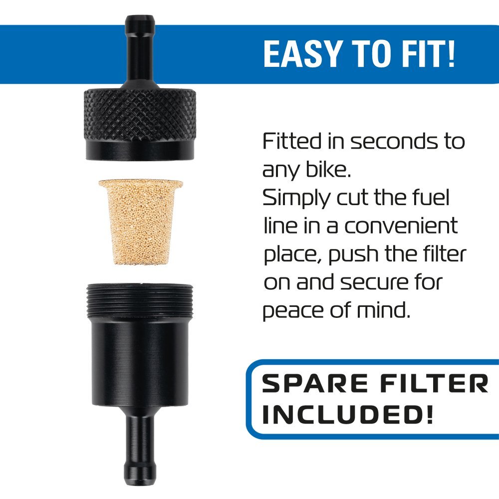 Oxford Motorcycle Motorbike Alloy Fuel Filter - Black - OX832