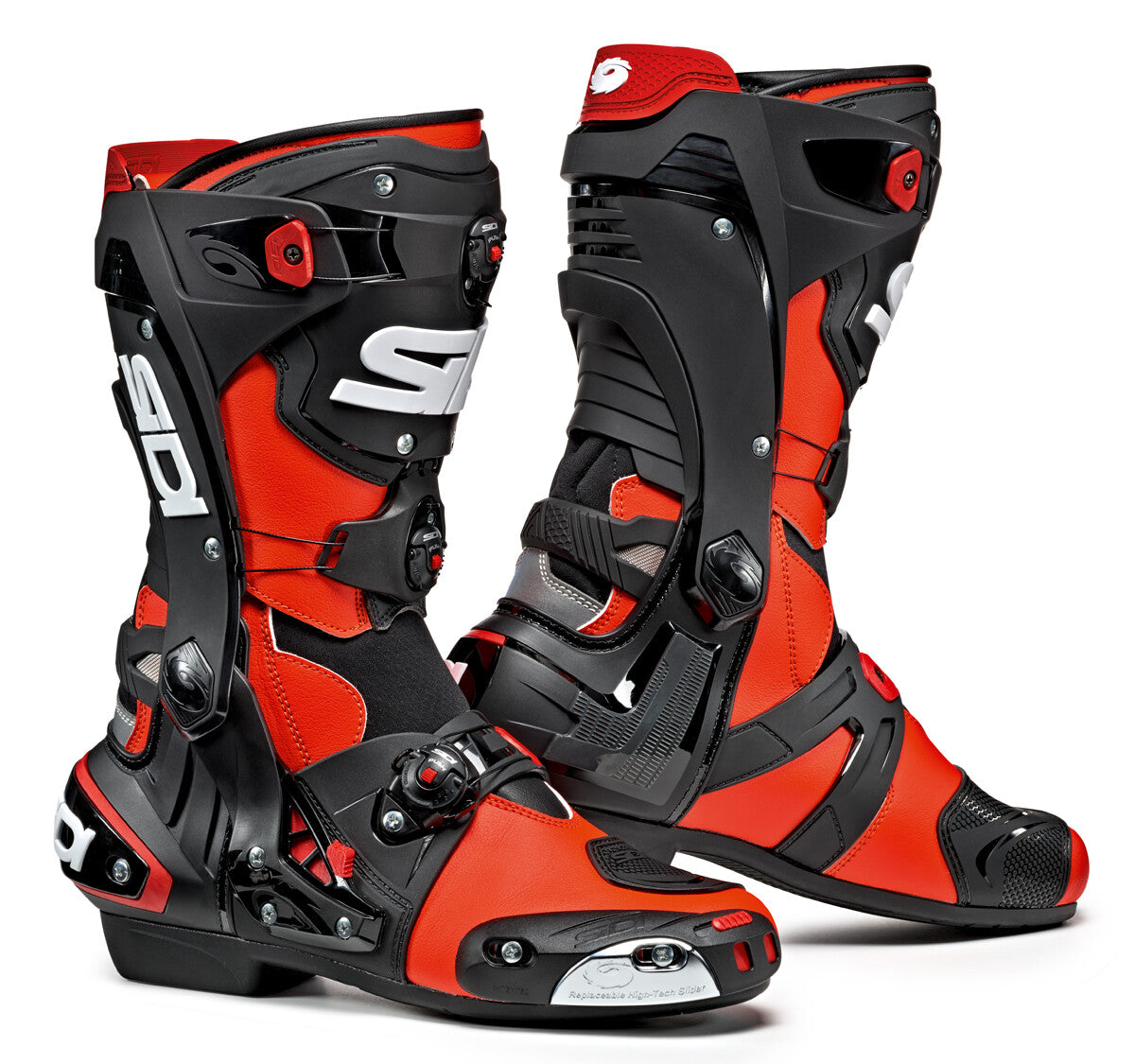 Sidi Rex Sports Race Track Day Adjustable Leather Motorcycle Motorbike Boots Red