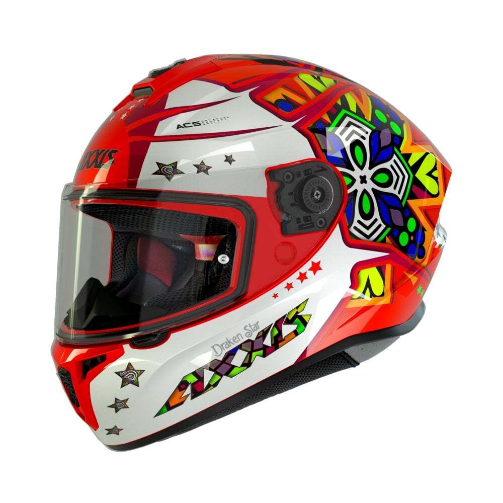 Draken S Star C5 Full Face ECE 2206 Motorcycle Motorbike Helmet Gloss Fluo Red