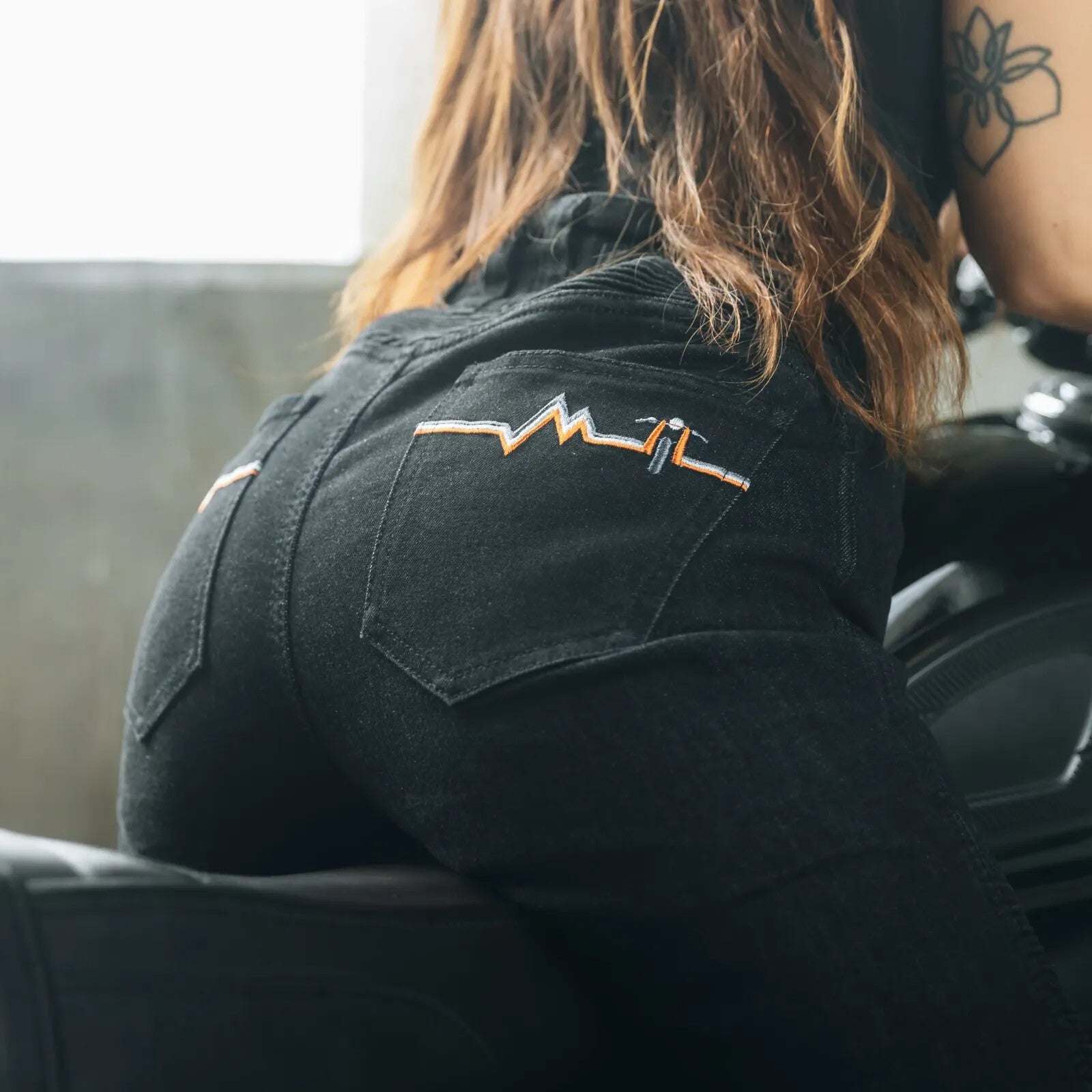 Moto Girl Ellie Ladies Single Layer Armoured Motorcycle Motorbike Black Jeans