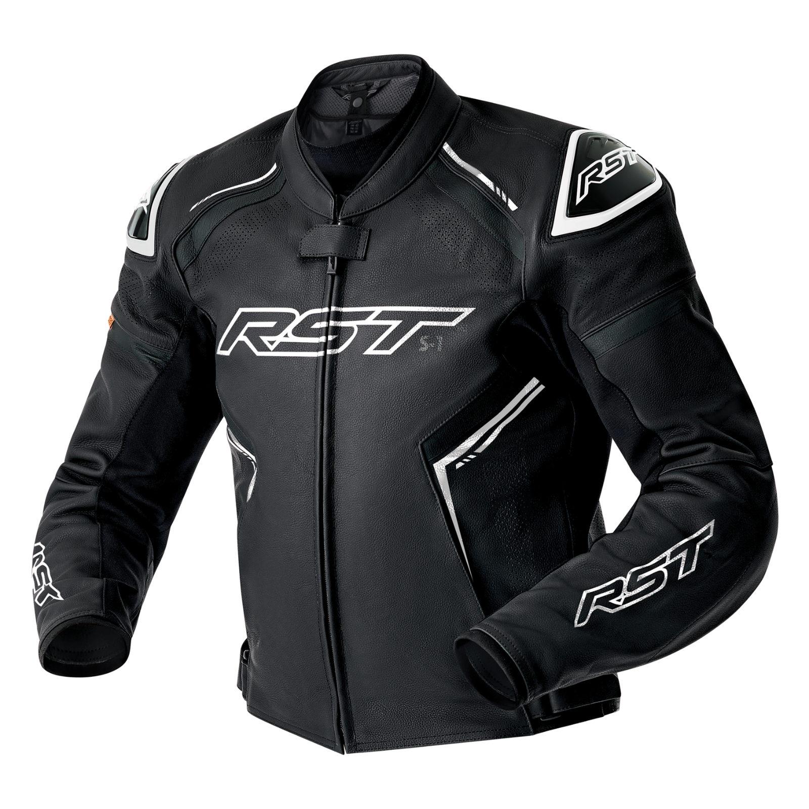 RST S1 D30 CE AAA Leather Motorcycle Motorbike Sports Jacket - Black White