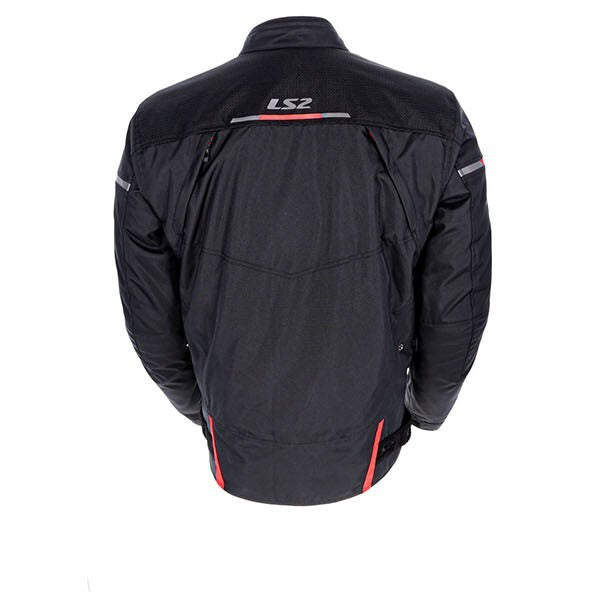 LS2 Endurance Waterproof Motorcycle Motorbike Textile Jacket - Black / Red - XL