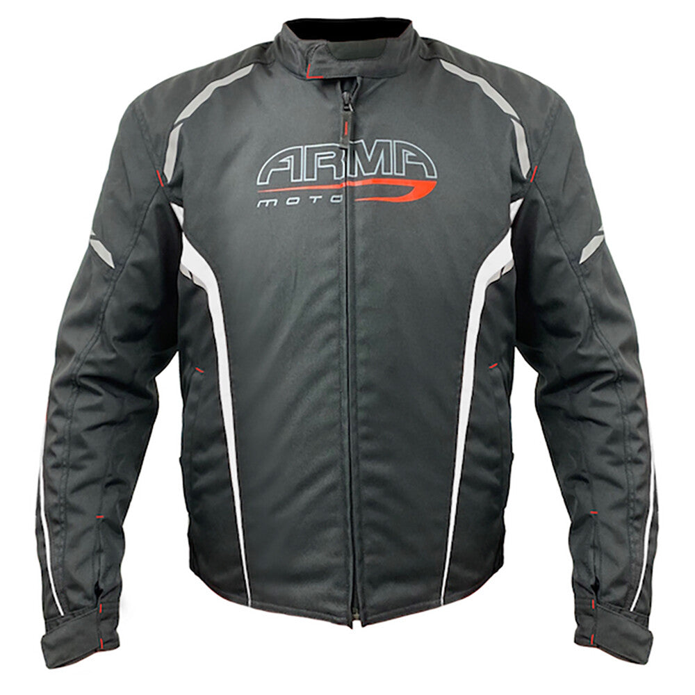 ARMR Moto Eyoshi 2 Waterproof Motorcycle Motorbike Jacket - Black & White