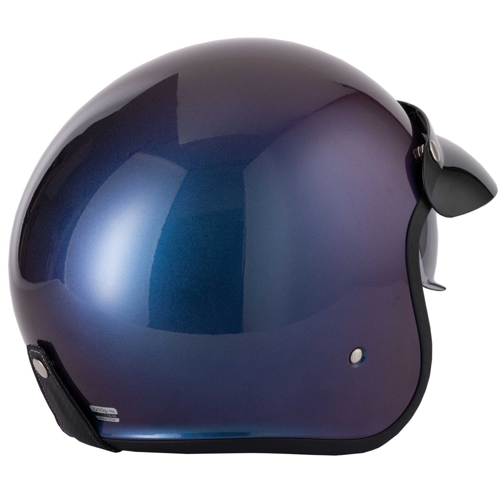 VCAN H589 Classic Retro Open Face Motorcycle Motorbike Helmet Gradient Purp Blue