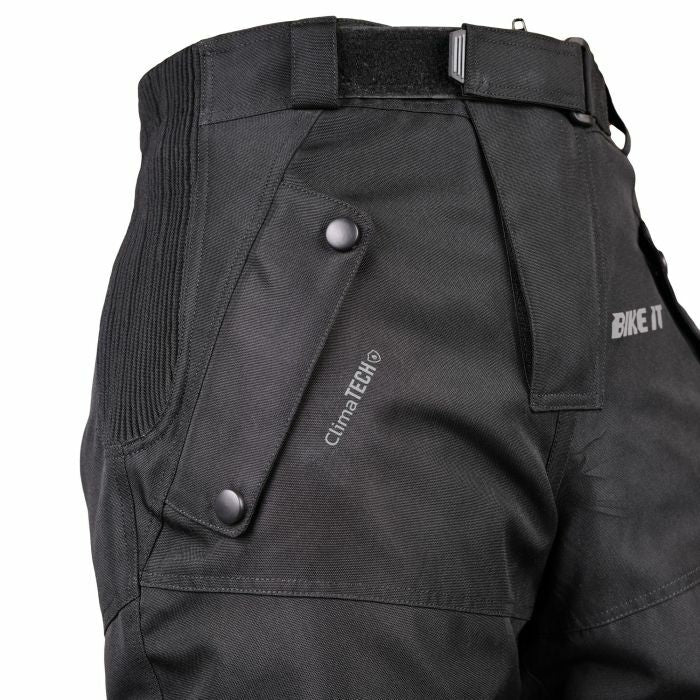 Bike It Triple Black Textile Touring Waterproof CE AA Motorcycle Bike Pants