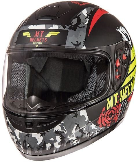 MT Thunder Kids Sniper Matt Black / Fluo Yellow Motorcycle Motorbike Helmet - S