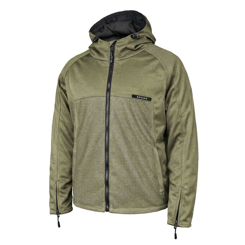 Spada Hooded Air CE Mesh Motorcycle Motorbike Vented Jacket Olive Green