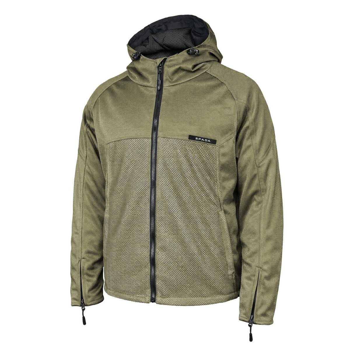 Spada Hooded Air CE Mesh Motorcycle Motorbike Vented Jacket Olive Green