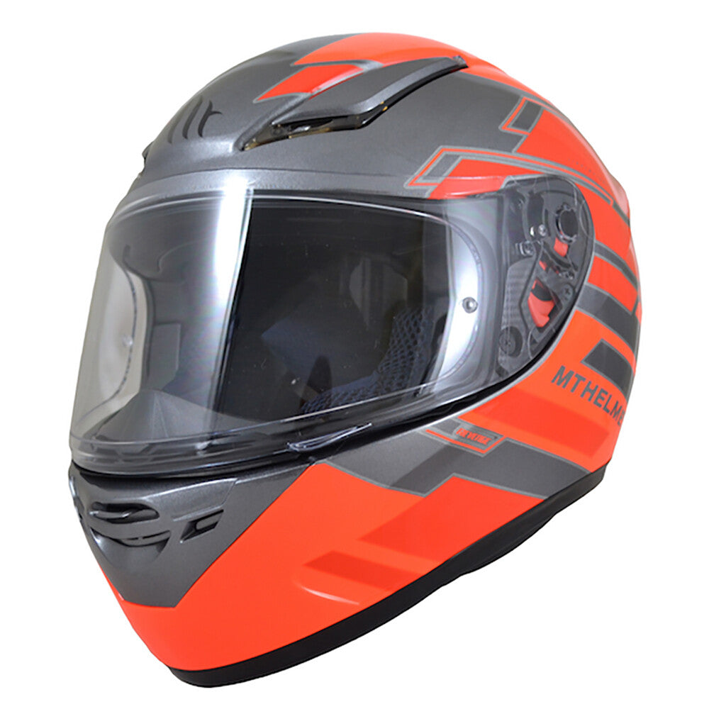 MT Revenge Zusa Full Face Motorcycle Motorbike Helmet Fluo Orange & Red