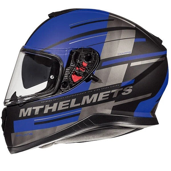 MT Thunder 3 SV Pitlane Motorcycle Motorbike Full Face Helmet Matt Blue / Black