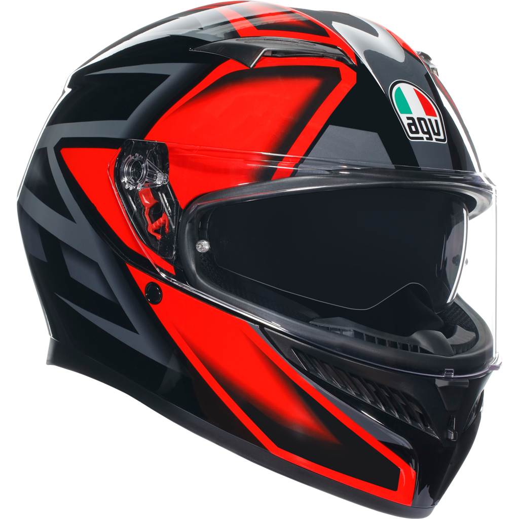 AGV K3 Compound Gloss Black Red ECE2206 Full Face Motorcycle Motorbike Helmet