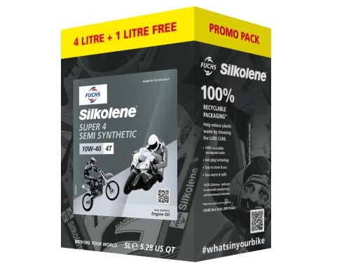 Fuchs Silkolene Super 4 10W/40 Semi Synthetic 4T Motorcycle Engine Oil - 5L