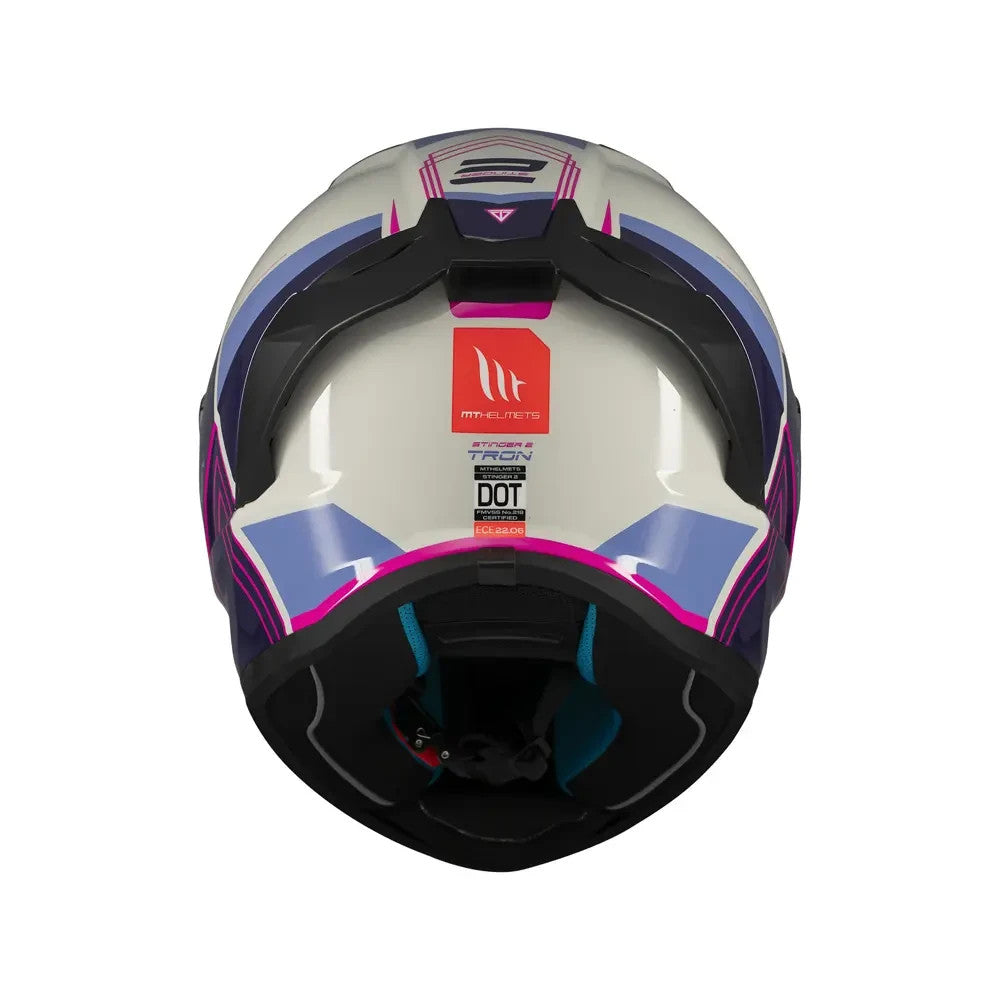 MT Stinger 2 Tron Full Face White ECE2206  Motorcycle Motorbike Helmet