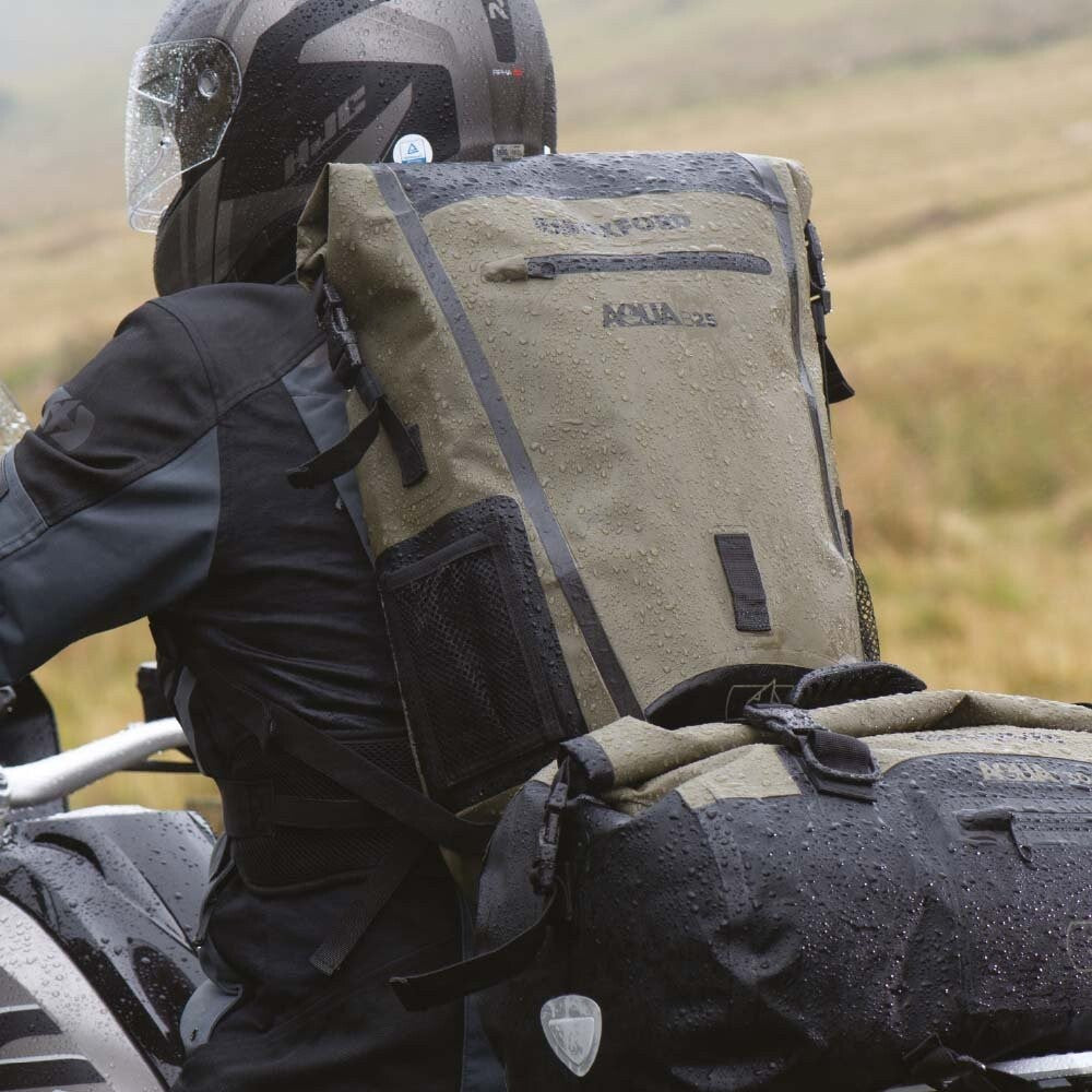 Oxford Aqua B25 Hydro Waterproof 25 Litre Motorcycle Motorbike Back Pack Khaki