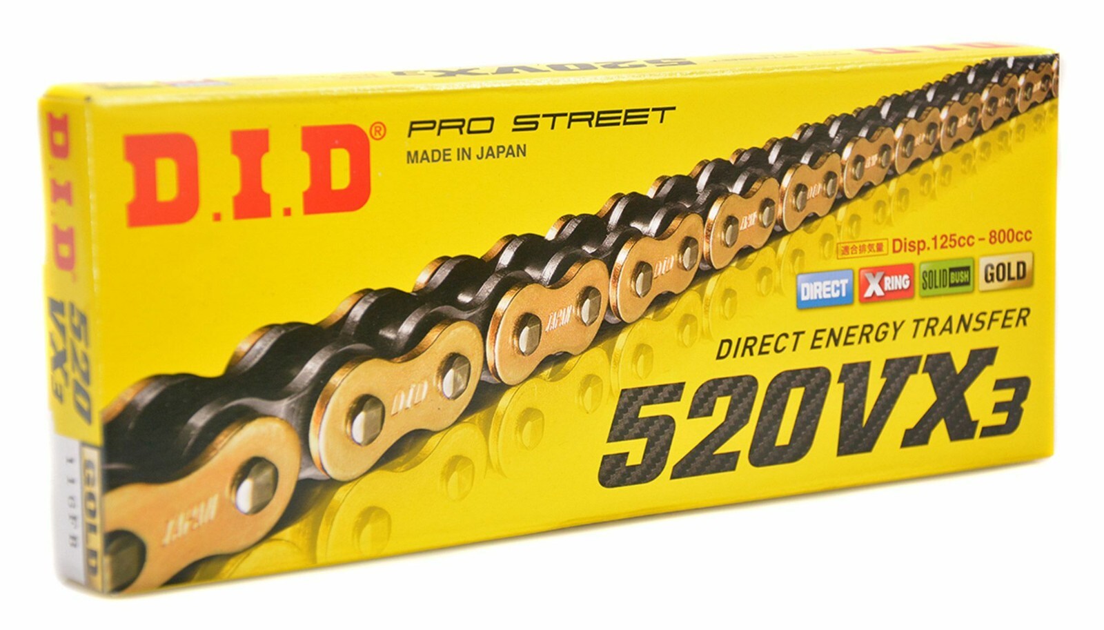 DID 520 VX3 GB Gold & Black Motorcycle Motorbike X Ring Chain 110 Links
